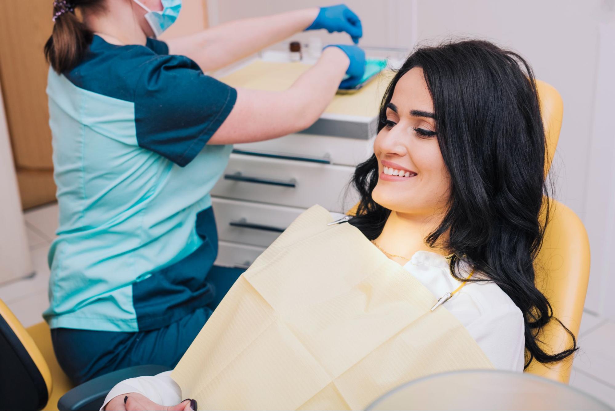 female patient waiting for dentist in office