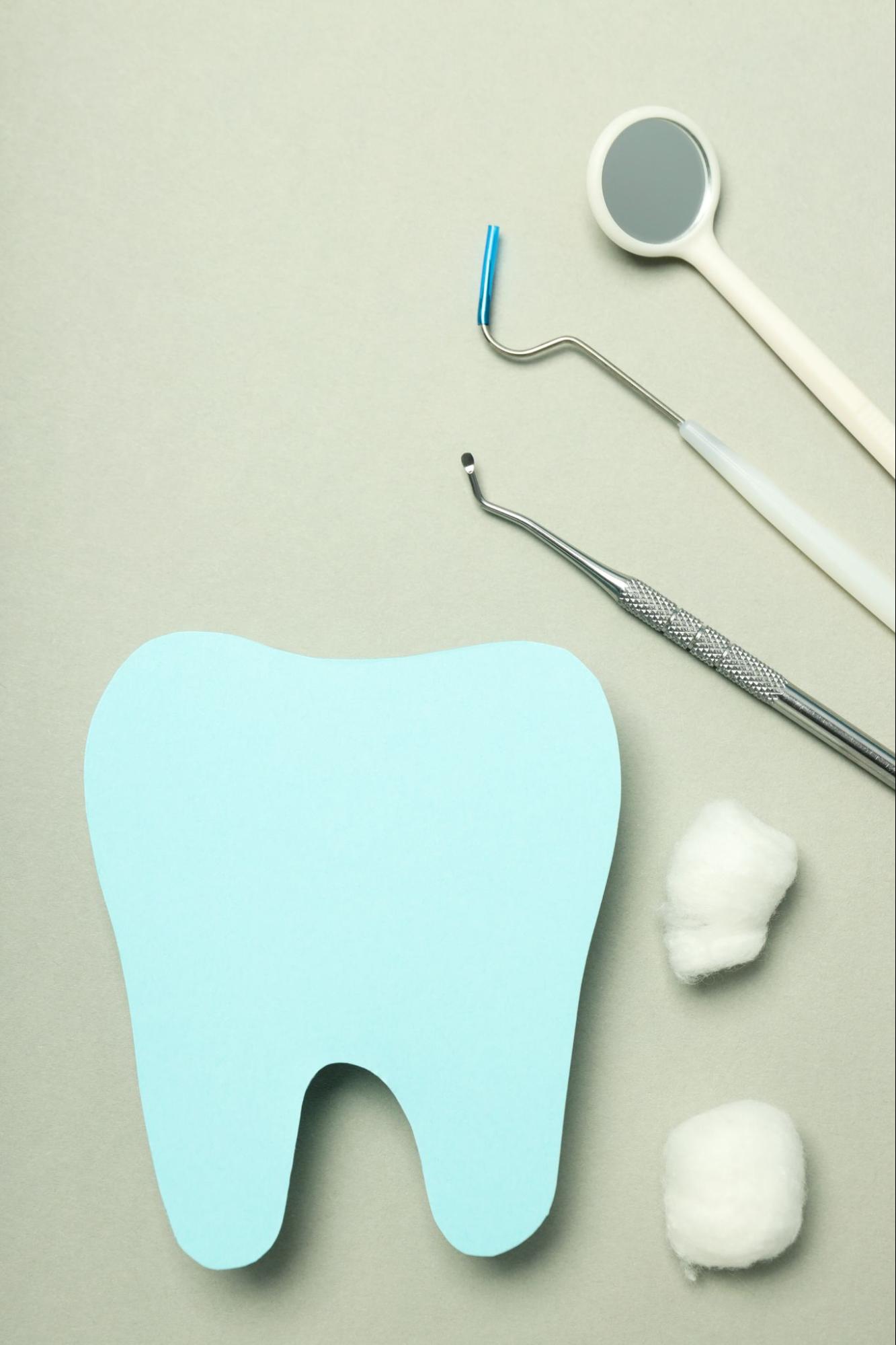 dental care or tooth care on gray background